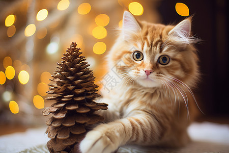 圣诞风格素材悠闲的猫咪背景