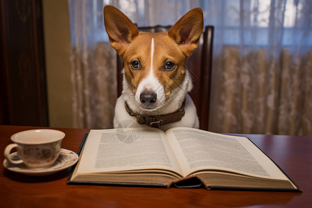 看书的狗学者刚果犬高清图片