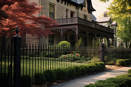 庭院铁门美丽古典的庭院背景