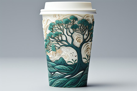 艺术咖啡杯纸杯外带杯高清图片