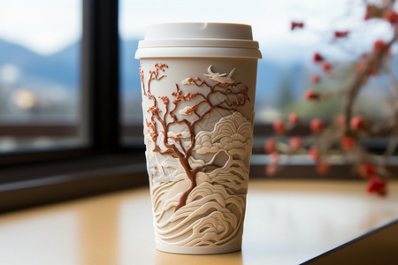 纸雕咖啡杯饮料杯外带杯高清图片