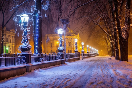 雪夜白墙图片