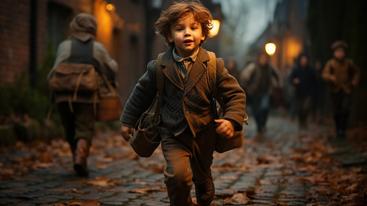 奔跑的男孩开心奔跑表情高清图片