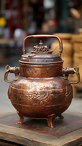老式铜锅图片