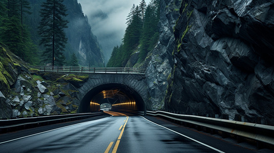 有隧道的公路背景图片