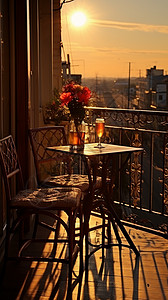 阳台欣赏日出图片