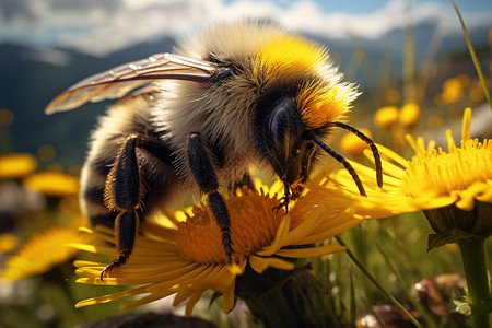 蜜蜂在花朵间图片