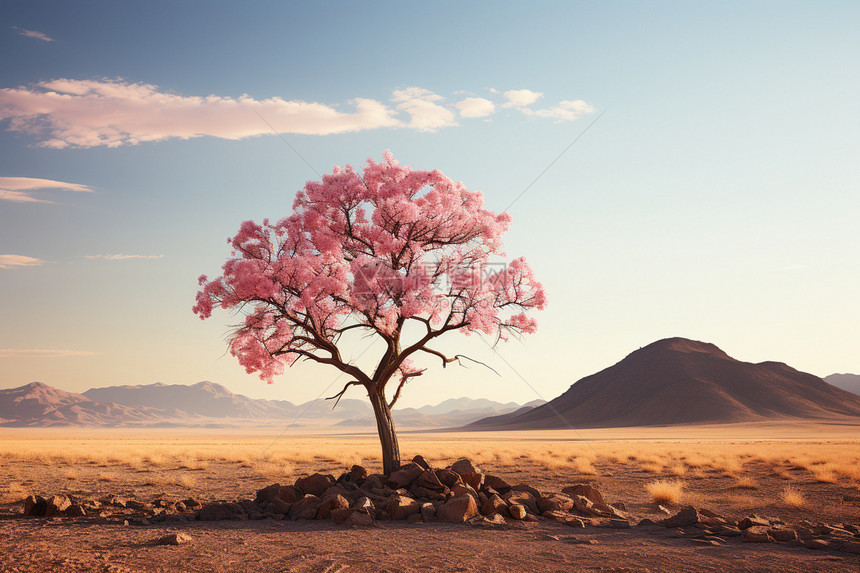 沙漠中的树木图片