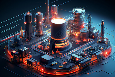 厂房清洁创新科技工业核反应化工厂插画