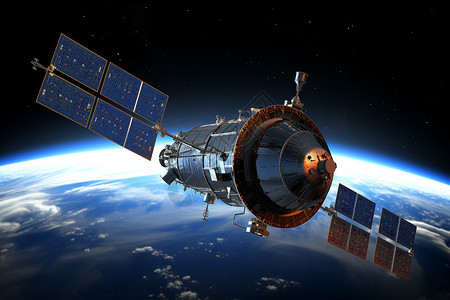 太空中的国际空间站背景