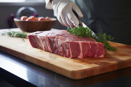 新鲜切割的牛肉食材图片