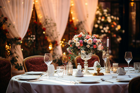 浪漫餐桌瑰丽庆典与华美餐宴背景