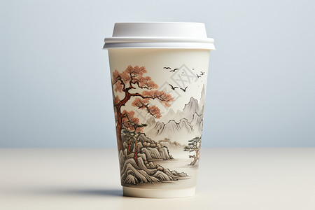 中式复古花纹中国风的杯背景