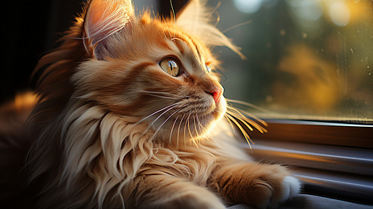 窗台上的宠物猫咪背景图片