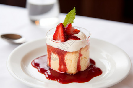 美味的草莓奶油甜品图片