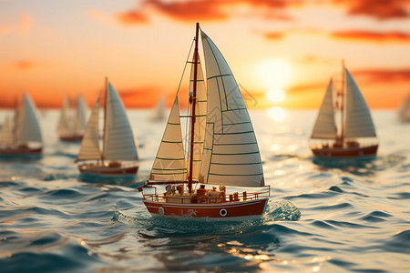 宁静湖面上的帆船背景图片