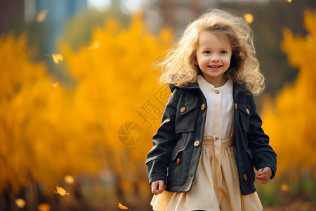 秋季快乐的女孩图片