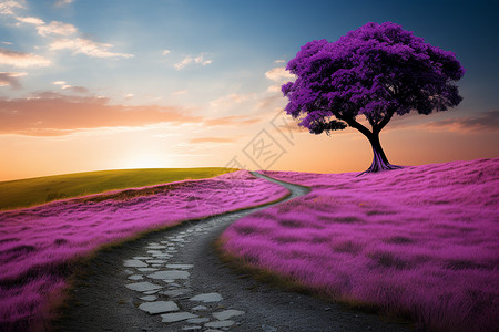 庄园风景梦境中的紫色世界设计图片