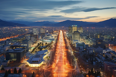 夜晚繁华的城市建筑景观图片