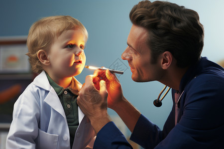 检测儿童口腔健康的医生图片