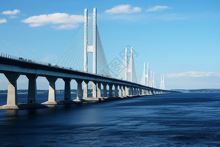 海岸桥梁水上悬挂的桥梁背景