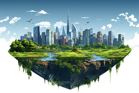 创意环保生态城市概念图背景图片