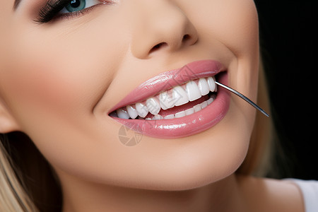 健康牙齿的美丽女性背景图片