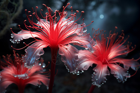 鲜红娇艳的百合花朵背景图片