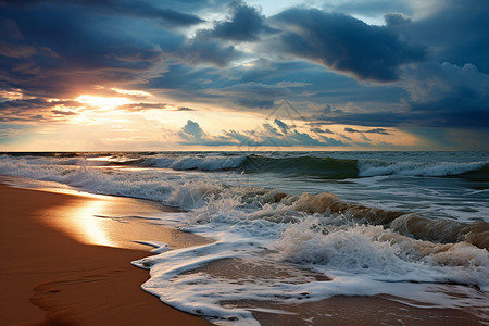 海洋上日出的美丽景观图片