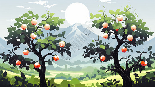 卡通的苹果树图片