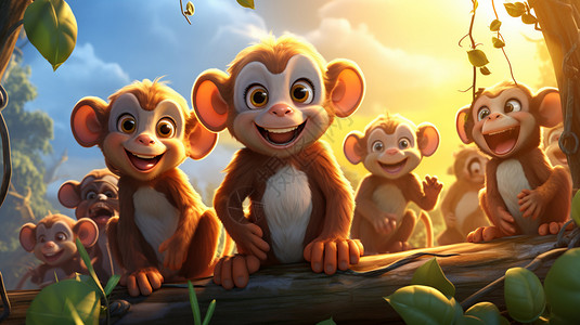 一群可爱的猴子背景图片