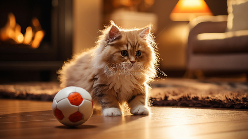 玩球的小猫咪图片
