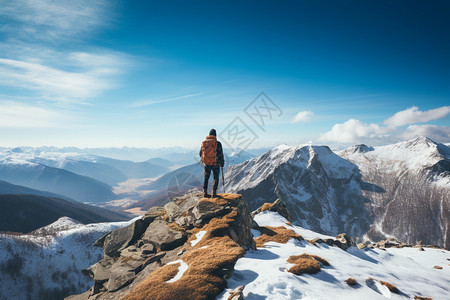 登山攀岩素材寒冷雪山挑战者背景