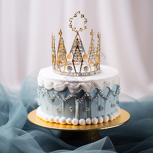 精美装饰皇冠生日派对的蛋糕背景