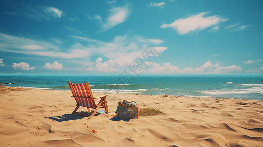 海边沙滩休息椅子图片