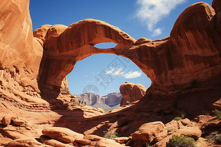 拱门国家公园岩石形成的拱门背景