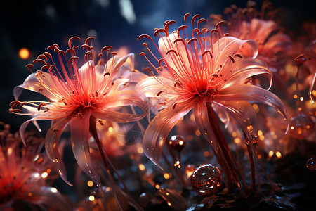 粉色的百合花绚丽红蛛花的百合花设计图片