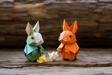 折纸艺术的兔子背景图片