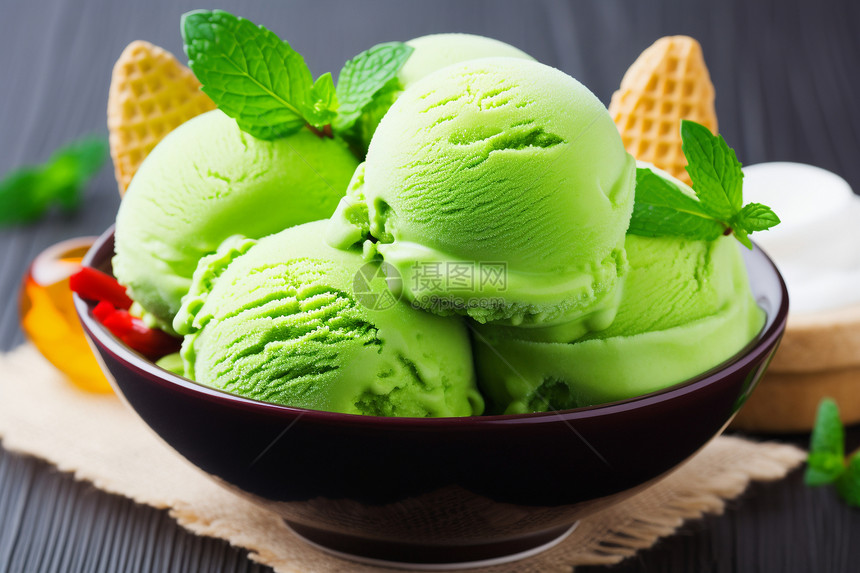 美味的哈密瓜冰淇淋图片