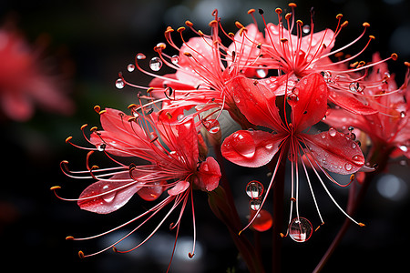 红色曼珠沙华花园中美丽的红色花朵背景