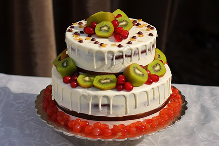 庆祝生日的水果奶油蛋糕图片