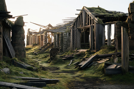 废弃的乡村房屋建筑图片