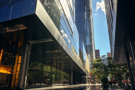 现代城市金融区的高楼大厦背景图片