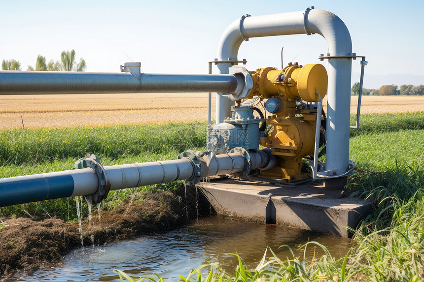 田野中的灌溉系统图片
