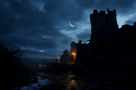 欧洲的黑暗城堡建筑图片
