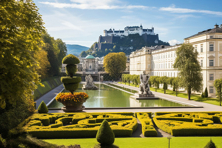 欧洲度假城堡的美丽景观图片