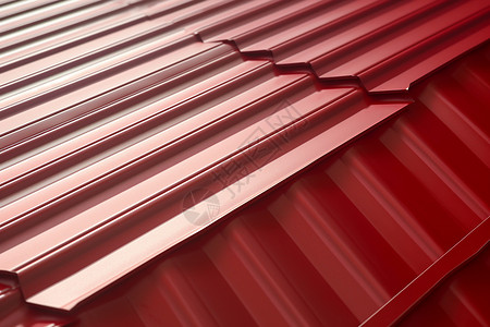 红色金属屋顶的波浪纹理图片