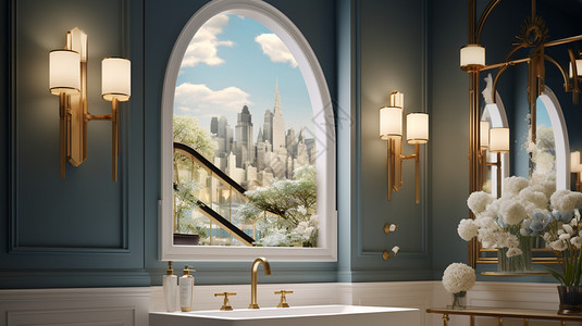 现代简约的浴室装潢背景图片