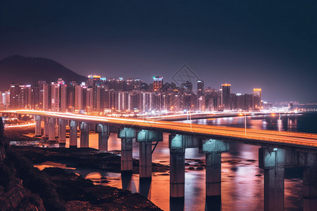 夜晚繁华的城市夜景背景图片