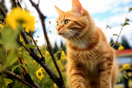 田野中机灵的小橘猫高清图片